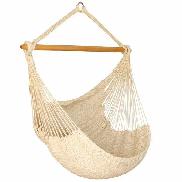 HängemattenGlück HängemattenGlück Hängesessel BALAO GRANDE aus Bio-Baumwolle, Natur-weiss, – Produktbild 6 von 7