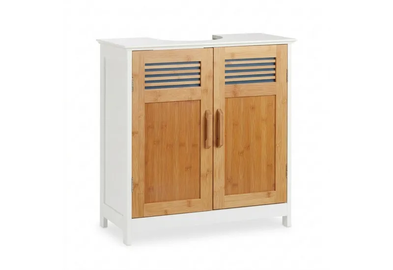 RELAXDAYS RELAXDAYS Waschbeckenunterschrank mit Bambustüren (1-St), Braun|weiß, – Produktbild 5 von 5