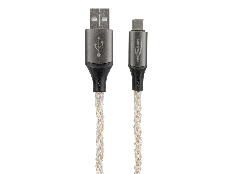 Ansmann Ansmann Ladekabel mit LED-Beleuchtung USB-A auf USB-C, 1 m, weiß – Produktbild 1 von 1
