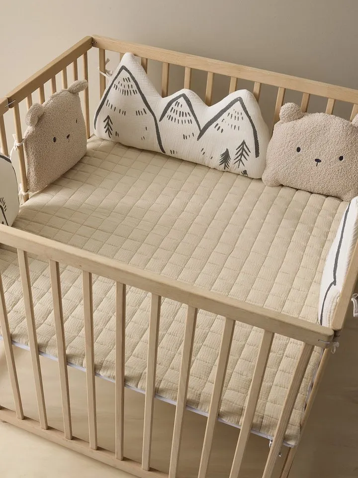 Vertbaudet Vertbaudet Bettumrandung Baby Bettumrandung/Laufgitterpolster HYGGE, Höhe 30 mm, Beige, – Produktbild 2 von 4