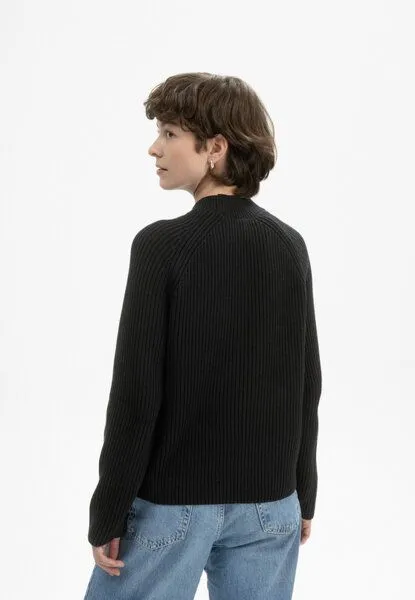 MELA Rippstrick Stehkragenpullover ANALAH | von MELA | Fairtrade & GOTS zertifiziert, Schwarz, – Produktbild 2 von 4