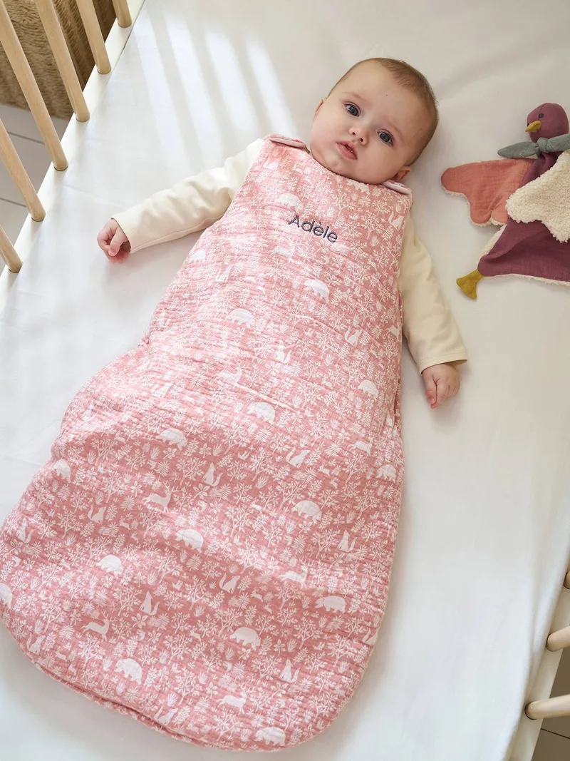 Vertbaudet Ärmelloser Baby Schlafsack WALDSPAZIERGANG TOG 2, Altrosa, – Produktbild 2 von 4