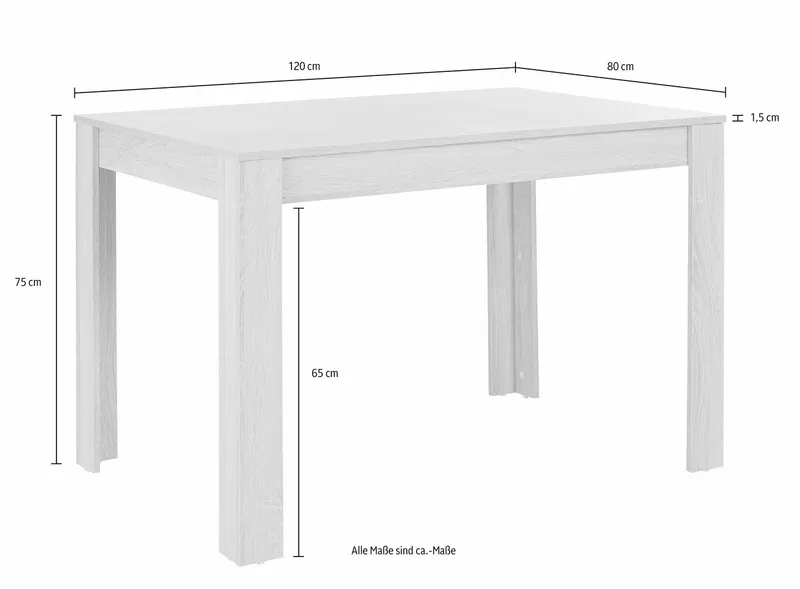 OTTO home Esstisch Meigh (OTTO-Choices), Breite 120 cm, in verschiedenen Farbvarianten erhältlich, Weiß, – Produktbild 8 von 8