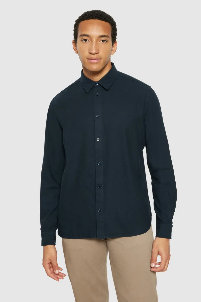 KnowledgeCotton Apparel KnowledgeCotton Apparel Herren vegan Hemd Flanell Dune Regular Total Eclipse Navy, Extra dunkelblau, – Produktbild 2 von 2