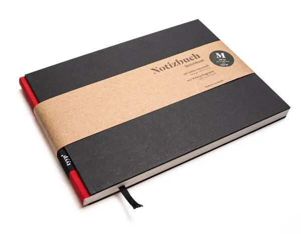 tyyp Skizzenbuch A5 schwarz querformat - perforiert - 100% Recyclingpapier - BerlinBook by tyyp, Rot, – Produktbild 1 von 4