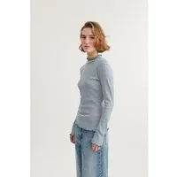 Basic Apparel Basic Apparel Rollkragenshirt SILMA aus Bio-Baumwolle GOTS, Blau (stripe copen blue birch), – Produktbild 1 von 1