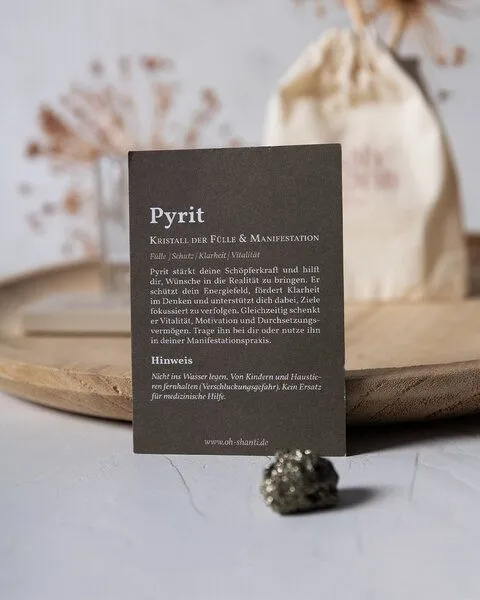 Oh Shanti Oh Shanti Pyrit im Baumwollbeutel inkl. Affirmation – Produktbild 4 von 4