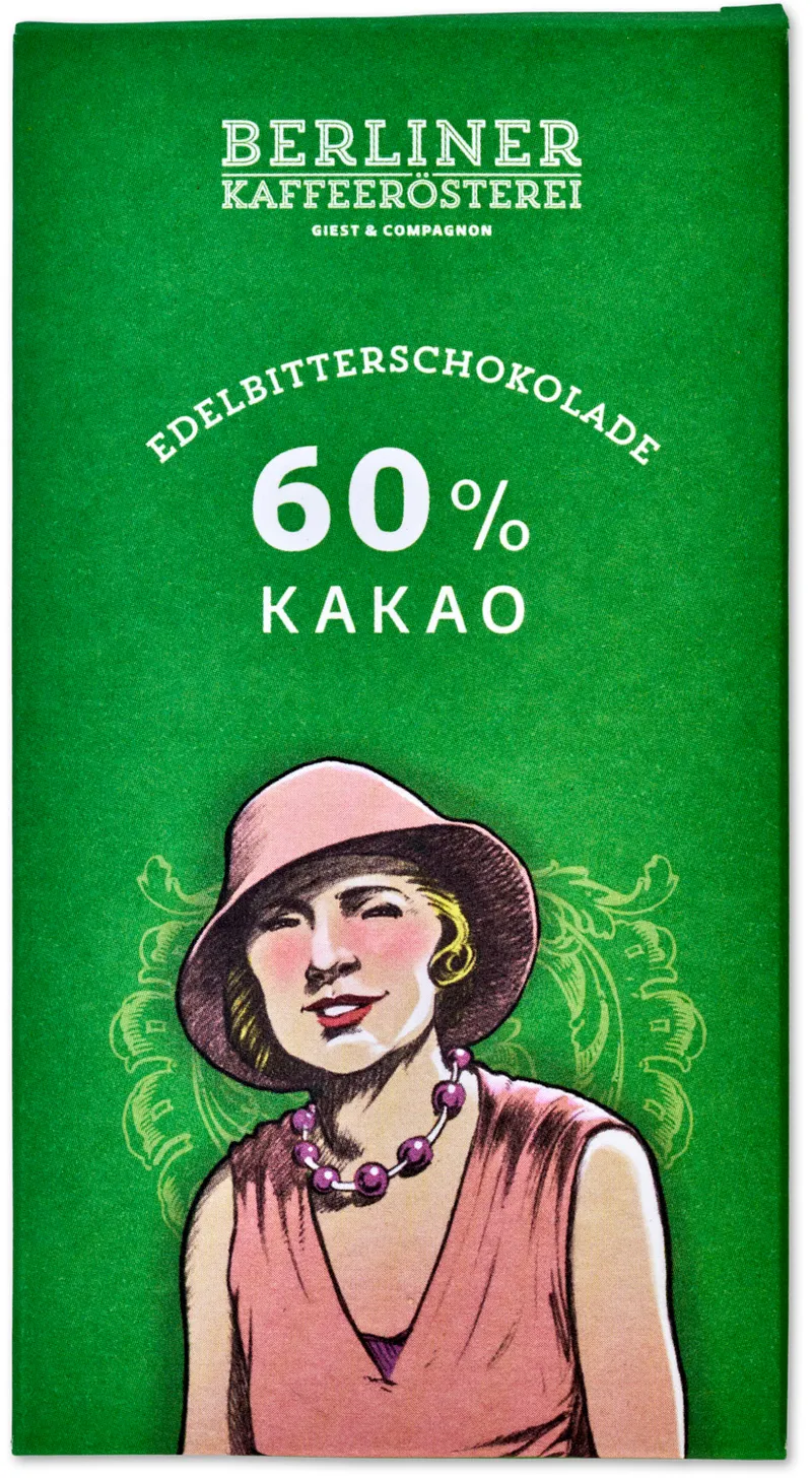 Berliner Kaffeerösterei Berliner Kaffeerösterei - Tafel - ClassicLine "Edelbitter" 60% 45 g – Produktbild 1 von 1