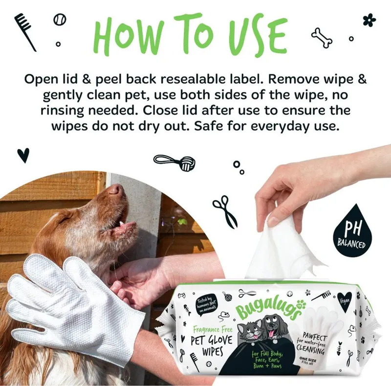 Bugalugs Bugalugs Fellpflege Bugalugs Reinigungshandschuhe für Hunde & Katzen Fellpflege Pfotenpfle, (1-St), Pfoten, Weiß, – Produktbild 4 von 5