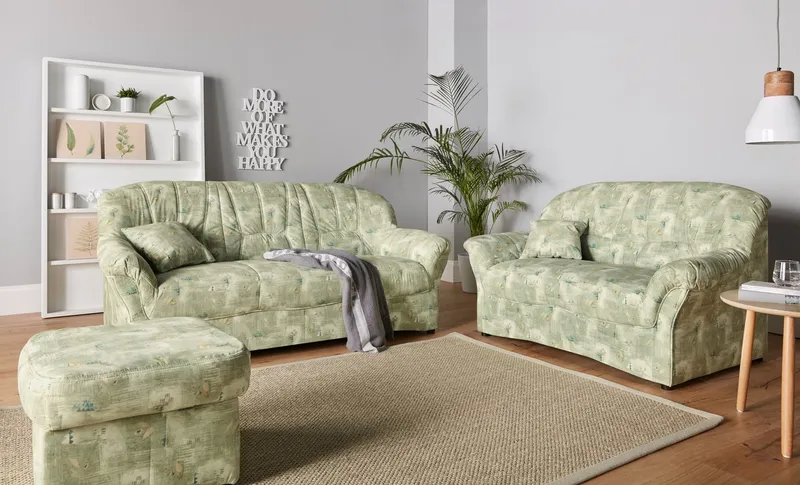 DOMO collection Polstergarnitur Bahia belastbar bis 140kg/ Sitz, mit Federkern, (Set), Microfaser MELROSE®, Grün, – Produktbild 2 von 4
