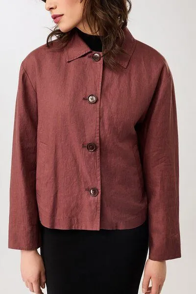 LangerChen LangerChen Schlichte Jacke aus Leinen, Rubywood (rot), – Produktbild 2 von 4
