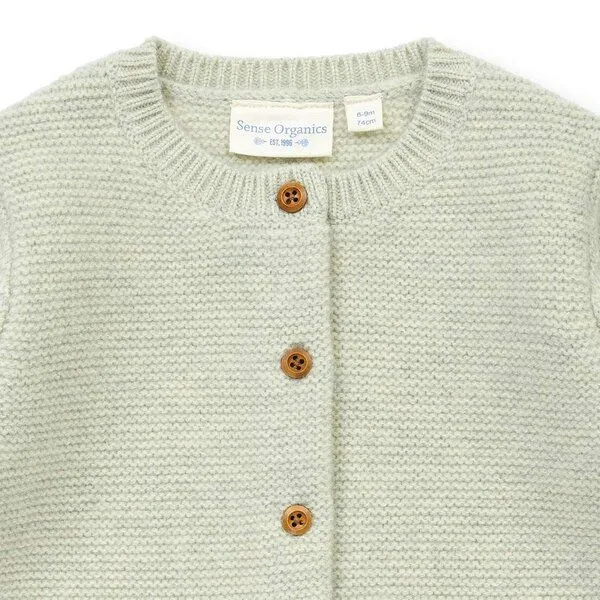 Sense Organics Sense Organics Baby Strickjacke aus Merinowolle, Modell MARLOO, Lindgrün melange, – Produktbild 2 von 3