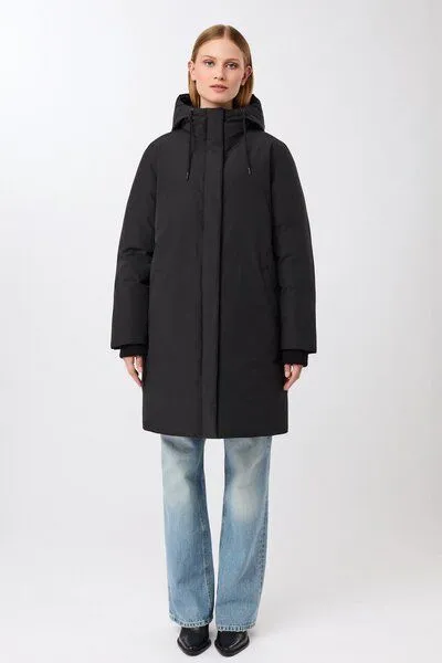 LangerChen LangerChen Lange Jacke mit Kapuze und Eco Daune, Black (schwarz), – Produktbild 1 von 3
