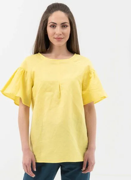 ORGANICATION ORGANICATION Bluse aus Leinen mit Bio-Baumwolle, Lemonade, – Produktbild 1 von 4