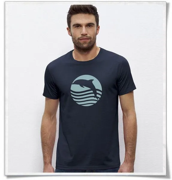Picopoc Picopoc T-Shirt Delfin, Sonnenuntergang mit Delphin, Blau, – Produktbild 1 von 4
