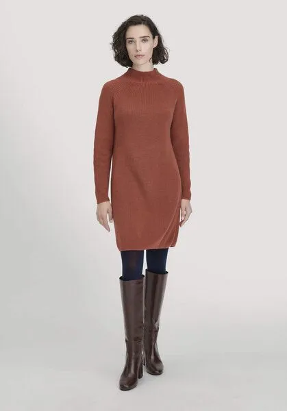 hessnatur hessnatur Strick Kleid Regular aus reiner Bio-Baumwolle, Rost, – Produktbild 1 von 4