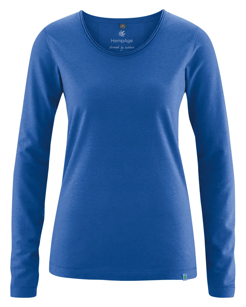 HempAge Hempage Damen vegan Langarm T-Shirt Königsblau, Blau, – Produktbild 1 von 2