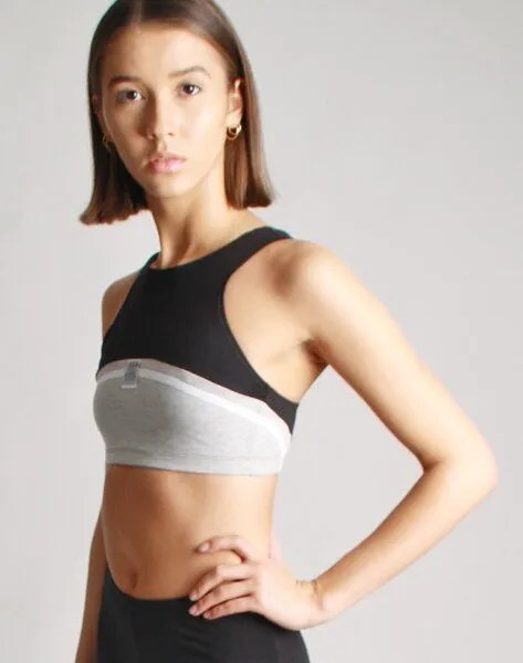 Bodyguard Bodyguard Upcycling Crop Top, Schwarz/graumelange, – Produktbild 3 von 5