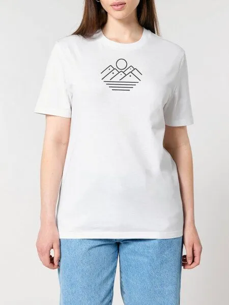 Human Family Human Family Bio Unisex Rundhals T-Shirt "Mountain Silhouette", Weiss, – Produktbild 1 von 3