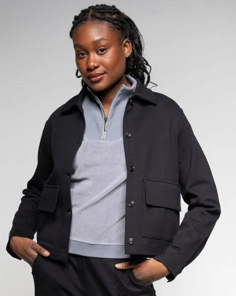 Alma & Lovis Alma & Lovis Edle Jacke in Gabardine-Struktur aus Organic Cotton | Gabardine Jacke, Raven (schwarz), – Produktbild 3 von 4