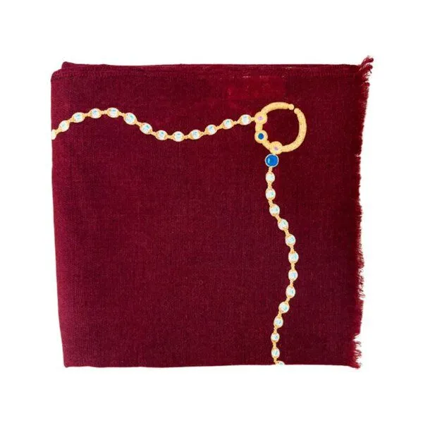 HeritageModa HeritageModa Burdgundy Handbestickte Kaschmir-Pashmina, Rot, – Produktbild 1 von 3