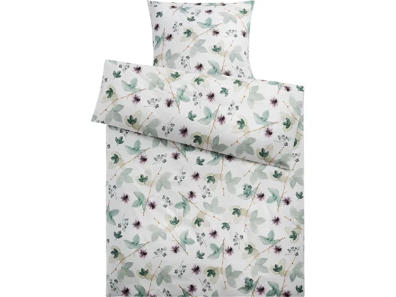 Cotonea Cotonea Satin-Bettwäsche "Grüne Pflanzenwelt" aus Bio-BW 80 x 80/155 x 220 cm – Produktbild 1 von 1