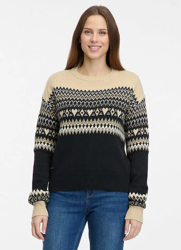 ragwear ragwear Rundhalspullover OSLANA mit Jacquard Strickmuster, Rundhals, normale Passform, Schwarz, – Produktbild 1 von 3