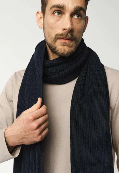 MELA MELA Rippstrick Schal Style NAGNA aus 100% Bio-Baumwolle, Navy, – Produktbild 3 von 4