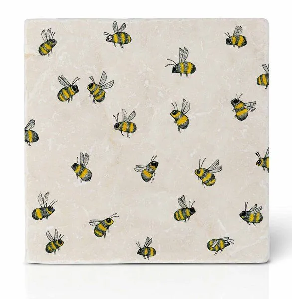 LIGARTI Fliesenuntersetzer 3er Set »Bienen & Blümchen« von LIGARTI | Design Untersetzer | Natursteinfliese – Produktbild 4 von 4