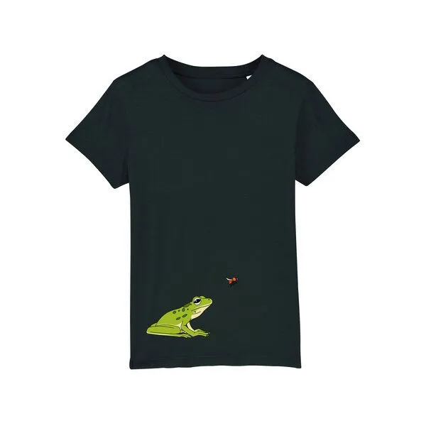 Spangeltangel Spangeltangel Kinder-T-Shirt "Frosch", Biobaumwolle, bedruckt, Schwarz, – Produktbild 1 von 3