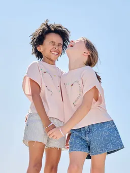 Vertbaudet Jeansshorts mit Print Mädchen – Produktbild 1 von 1