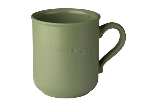 reMAIN reMAIN MAINmug - 4 St. stabile u. bruchfeste Mehrwegtassen mit Griff aus Recyclingkunststoff - nachhaltige Tassen für Heiß/Kaltgetränke - Kinderbecher - Camping - etc., Olivgrün, – Produktbild 1 von 4