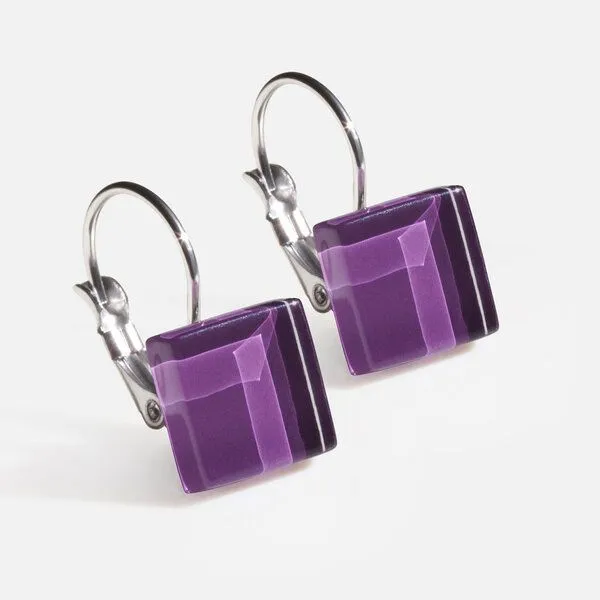 ALEXASCHA ALEXASCHA Geometrische Ohrringe hängend aus Glas | PUREFORM, Amethystlila, – Produktbild 1 von 5