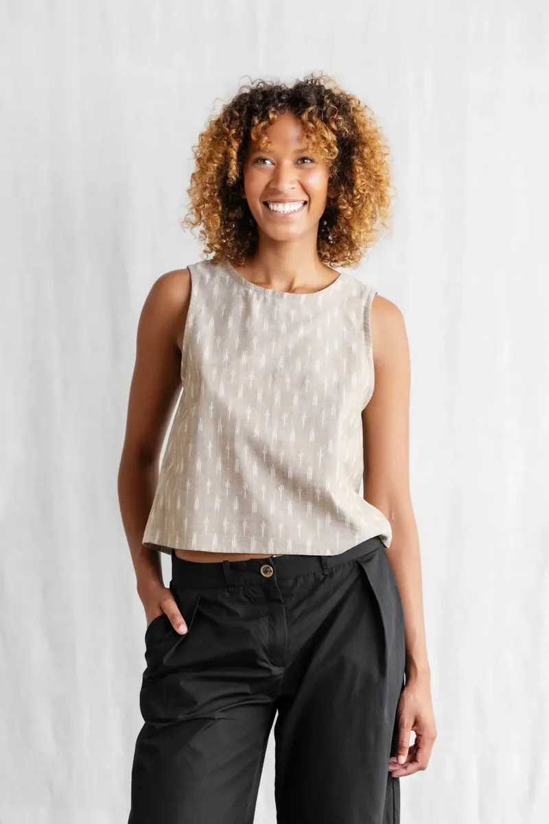 Jyoti - Fair Works Jyoti - Fair Works Damen vegan Oberteil Osra Beige/Weiß, Weiß, – Produktbild 2 von 2