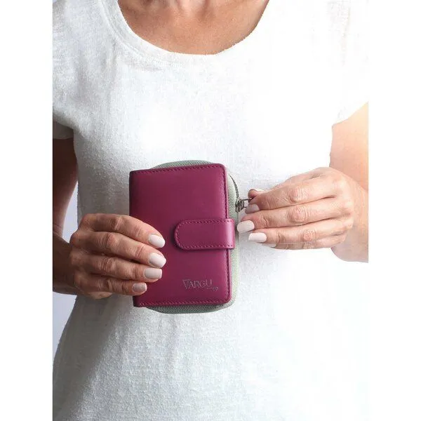 Vargu Vargu Echtleder Geldbörse VINEM 1-A, Cranberry-sage green, – Produktbild 3 von 4
