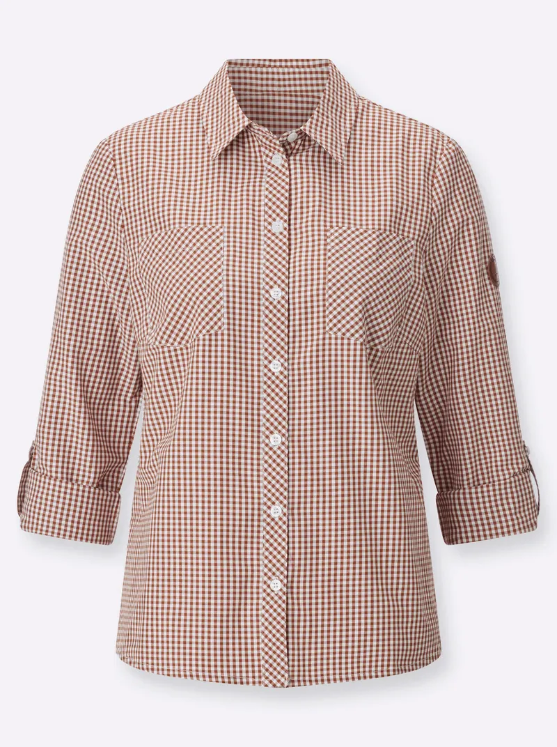 Witt Karobluse cognac-weiß-kariert, Cognac-weiß-kariert, – Produktbild 2 von 2
