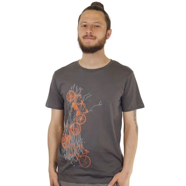 Spangeltangel Spangeltangel Herrenshirt "Fahrräder", bedruckt, Siebdruck, sportlich, Bio-Baumwolle, Grau, – Produktbild 1 von 3