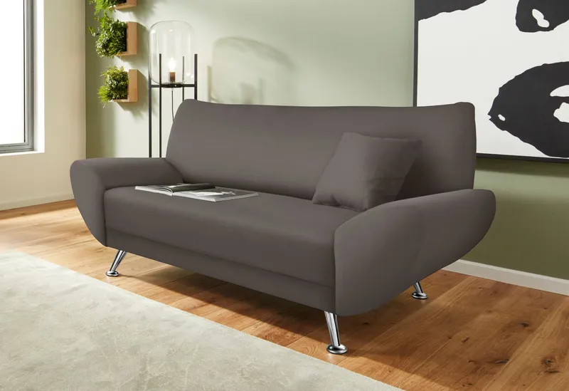 Home affaire 2-Sitzer Saltare, elegant & komfortabel, toller Designfuß, Breite 174cm, bequem, bequeme Armlehnen, Grau, – Produktbild 1 von 6