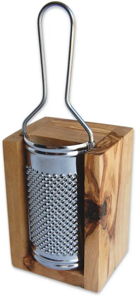 Olivenholz erleben Olivenholz erleben Käsereibe für Hartkäse und Muskat, aus Edelstahl mit Olivenholzbox, Edelstahl, Olivenholz, (Set, 2-St., Metallreibe Edelstahl mit Auffangbox aus Olivenholz), Metallreibe aus Edelstahl, Auffangbox aus Olivenholz, auch für Muskat, Beige, – Produktbild 5 von 5