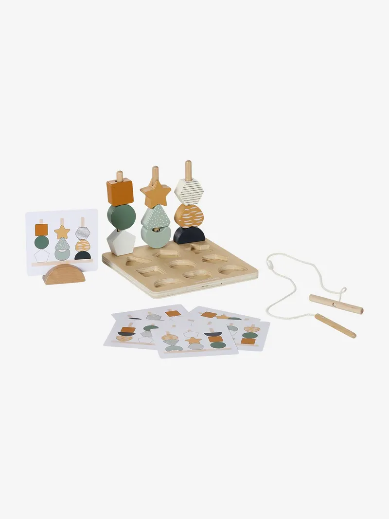 Vertbaudet 2-in-1 Puzzle mit Perlen TANSANIA aus Holz FSC®, Braun, – Produktbild 2 von 4