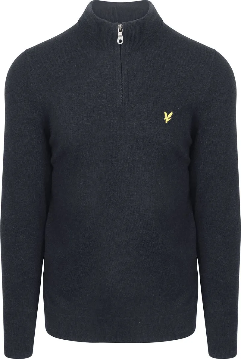Lyle and Scott Lyle & Scott Half Zip Pull Merino Lammwolle Marine - Größe XL, Dunkelblau, – Produktbild 1 von 5
