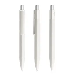 prodir prodir® Druckkugelschreiber DS4 PMM Push, blaue Mine, weiß/silber satiniert, Weiß / silber, – Produktbild 1 von 1
