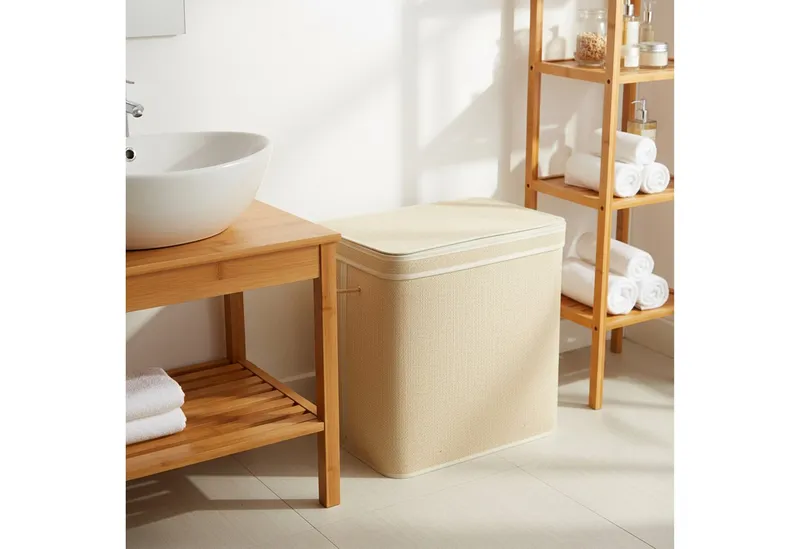 RELAXDAYS RELAXDAYS Wäschekorb Bambus Wäschekorb mit Deckel (1 St), natur, 90 L, Braun, – Produktbild 3 von 5