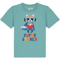 watabout kids watabout.kids T-Shirt Kinder Waschbär Superbruder, Teal monstera, – Produktbild 1 von 1
