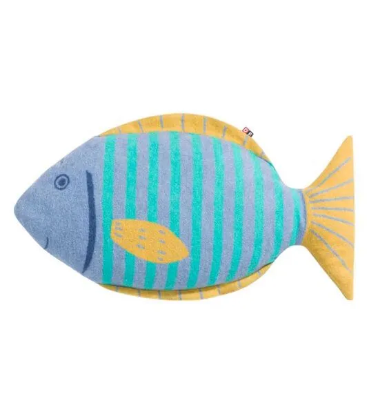 david fussenegger David Fussenegger Großes Kissen „Fisch“, 30 x 45 cm aus Recycling-Baumwolle, Mehrfarbig, – Produktbild 1 von 4