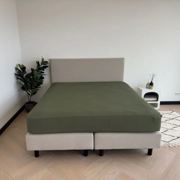 Kayori Kayori Emma Spannbettlaken Baumwollsatin, Dunkelgrün, – Produktbild 3 von 4