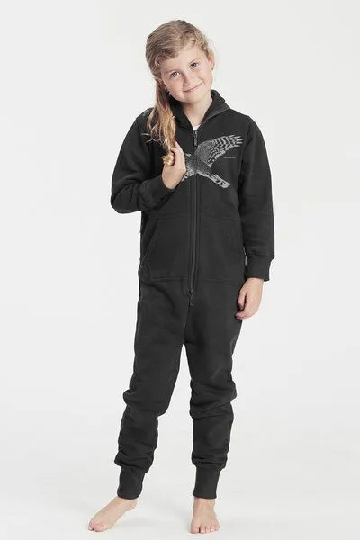 Peaces.bio - handbedruckte Biomode Peaces.bio - handbedruckte Biomode Jumpsuit Sperber Kinder, Schwarz, – Produktbild 1 von 4