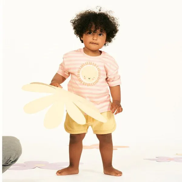 Sense Organics sense-organics Sense Organics Baby T-Shirt Sonne Bio Baumwolle, Pastellrosa-beige geringelt mit sonne, – Produktbild 2 von 2