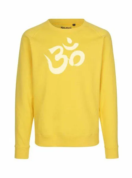 Peaces.bio - handbedruckte Biomode Peaces.bio - handbedruckte Biomode Bio Damen Sweatshirt Loose Fit Om, Gelb, – Produktbild 1 von 3