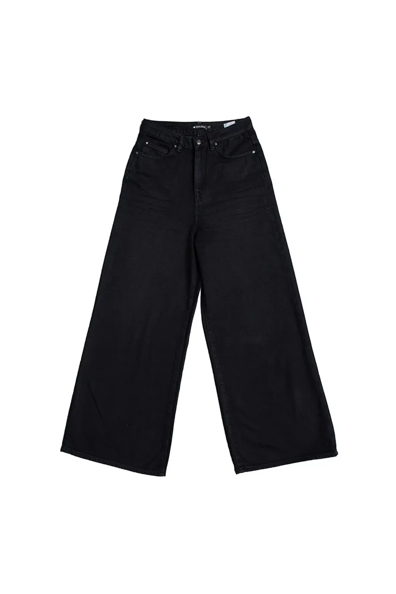Lovjoi LOVJOI Damen vegan Weite Cropped Jeans Barleria Schwarz Overdyed, Schwarz, – Produktbild 1 von 1